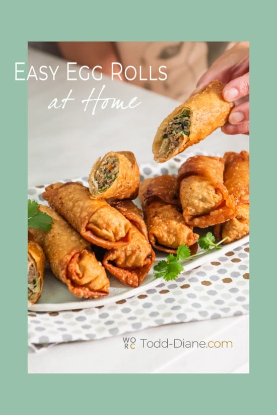 holding cooked egg rolls