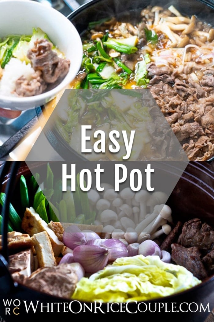 Japanese Hot Pot Recipe or Beef Sukiyaki collage
