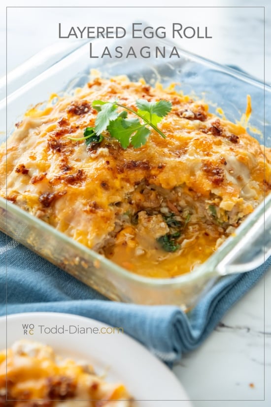 dish of egg roll lasagna