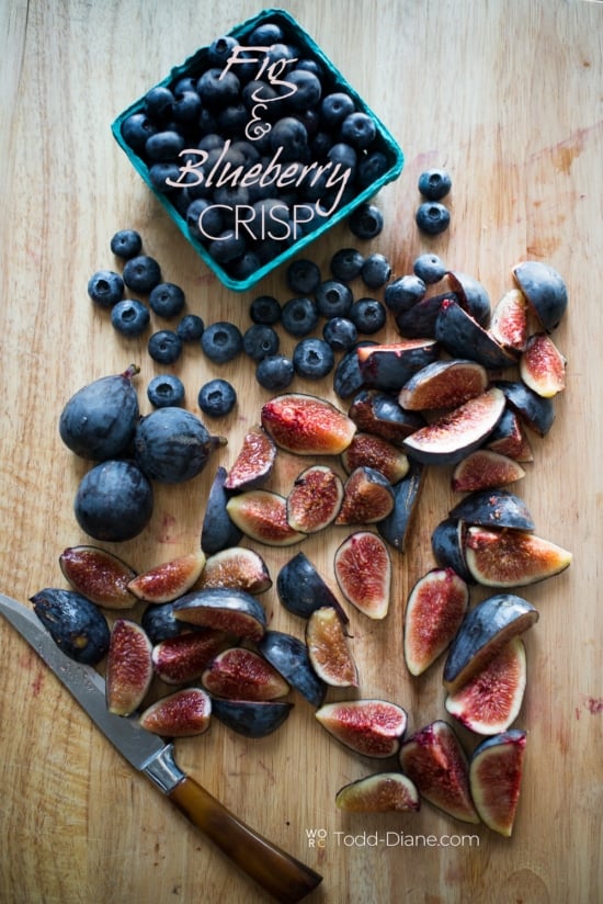 chopped figs and blueberries for fig crisp recipe 