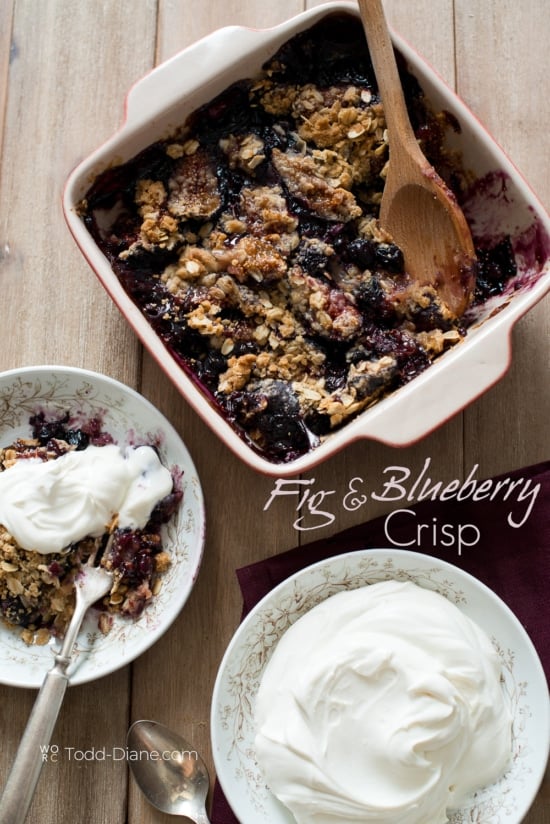 fig blueberry crisp with whipped cream 