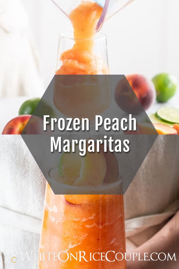 Frozen Peach Margaritas or Blended Peach Cocktails Recipe collage