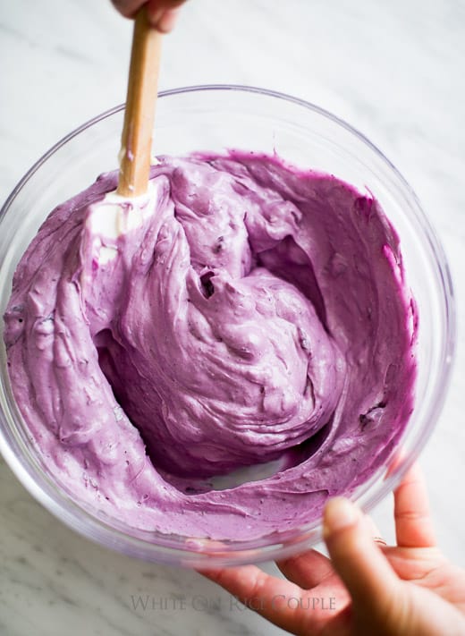Fresh Blueberry Cream Cheese Frosting in a bowl 