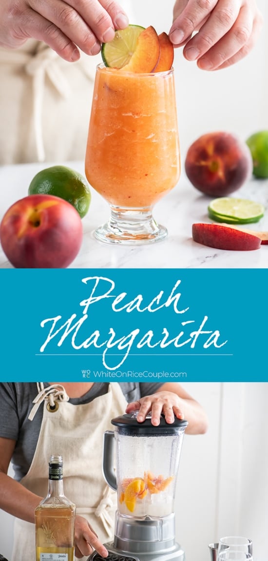 Frozen Peach Margaritas or Blended Peach Cocktails step by step photos