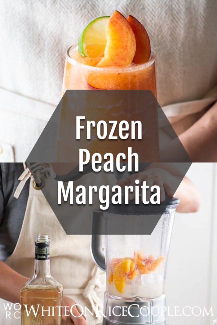 Frozen Peach Margaritas or Blended Peach Cocktails collage