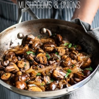 Garlic mushrooms recipe in garlic butter with onions | @whiteonrice