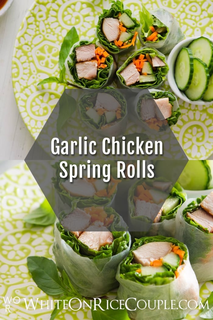 Healthy Garlic Chicken Spring Rolls collage