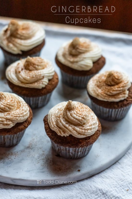 plate of gingerbread cupcakes 