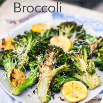 Grilled broccoli recipe on plate