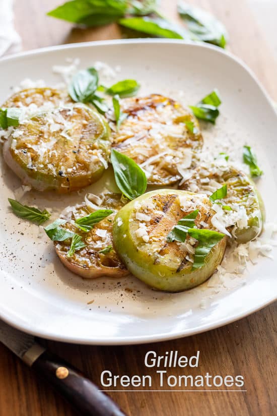 Grilled Green Tomatoes on a plate