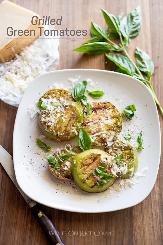 Grilled Green Tomatoes on a plate