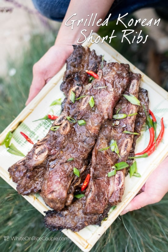 Grilled Korean short ribs on plate 
