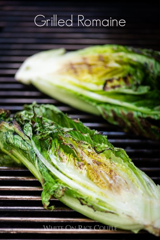 Grilled Romaine Salad on a grill