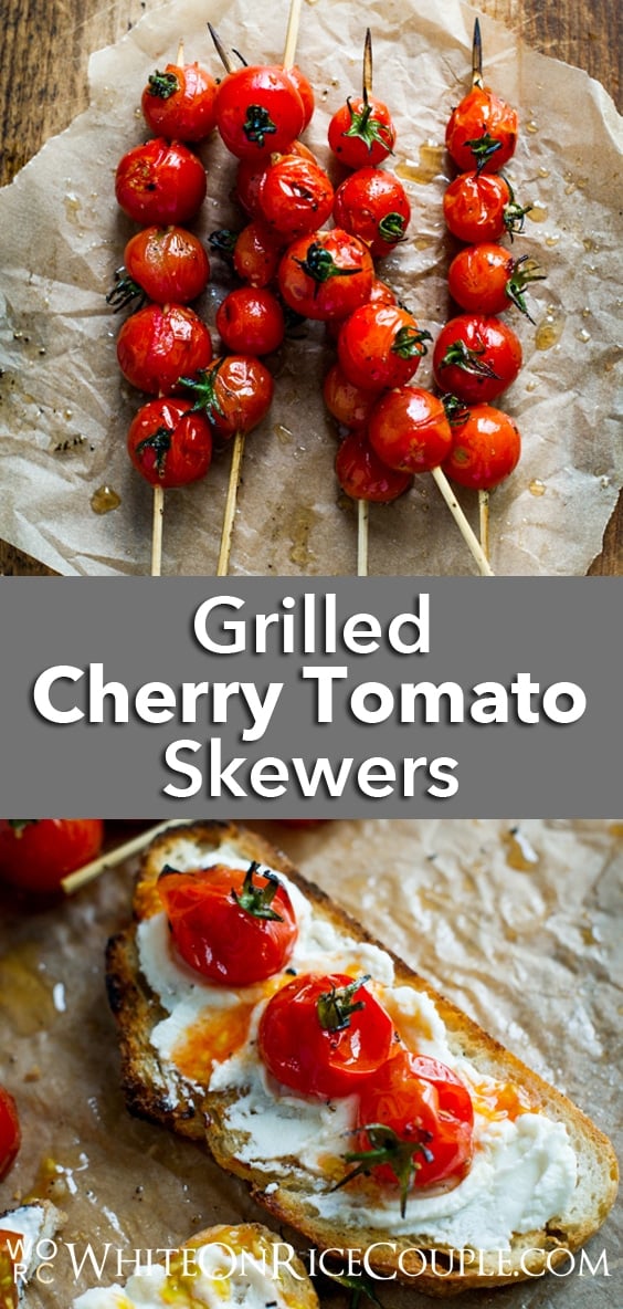 Grilled Tomato Skewers "Lollipops" Toasts on WhiteOnRiceCouple.com