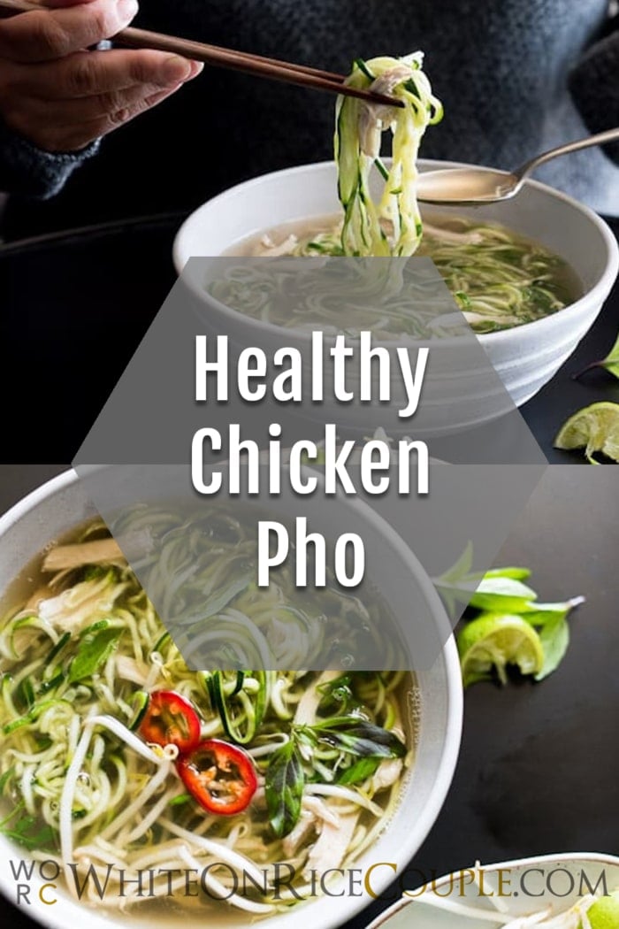 Chicken Pho Noodle Soup Recipe with Zucchini Noodles collage