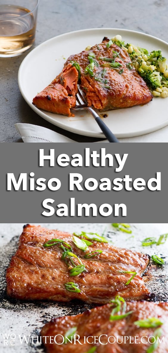 Broiled Miso-Glazed Salmon Recipe- A quick, healthy and delicious everyday dinner recipe on WhiteOnRiceCouple.com