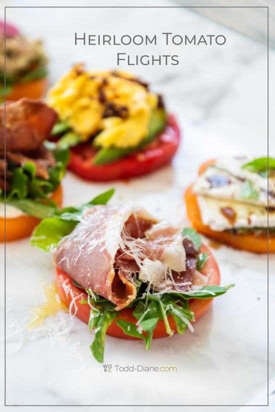 prosciutto parmesan heirloom tomato flights