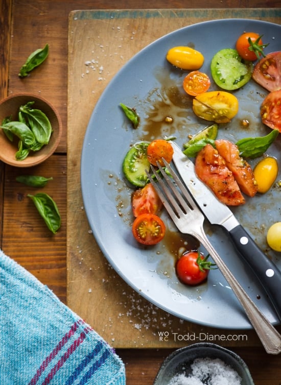finished heirloom tomato salad