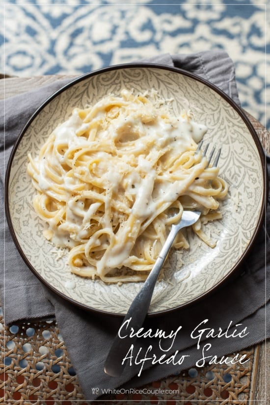 Creamy garlic sauce with pasta