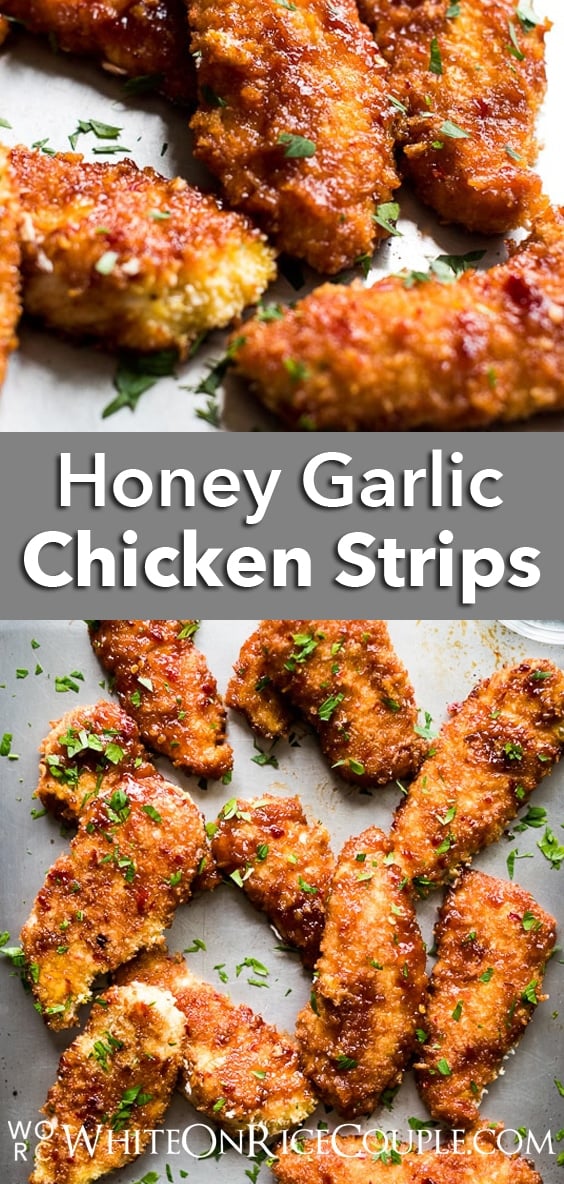 Sweet and sticky honey soy sauce chicken tenders recipe on @whiteonrice