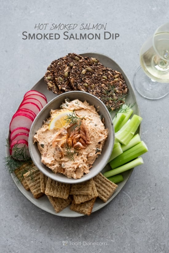 platter of smoked salmon dip with hot smoked salmon 