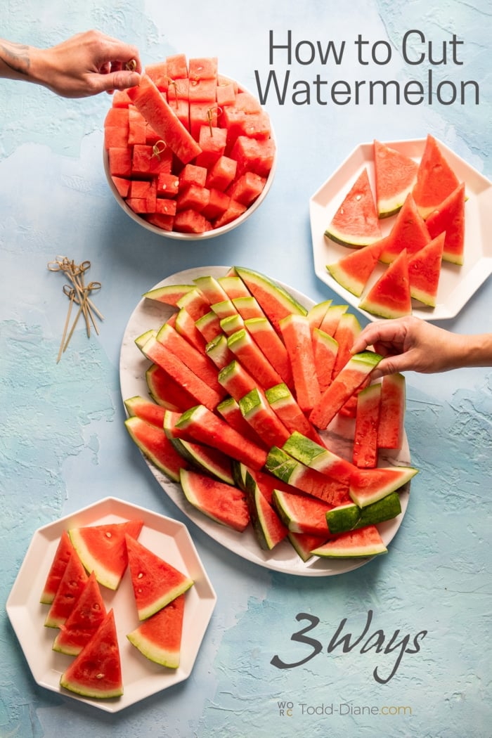 How To Cut Watermelon 4 Ways Triangle Slices Sticks Cubes 8697