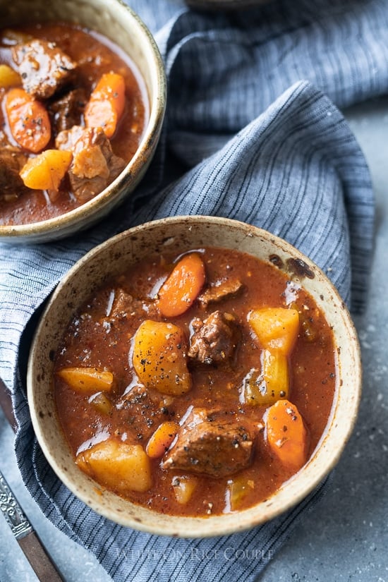 Slow Cooker Beef Stew Recipe in Instant Pot Pressure Cooker in a bowl