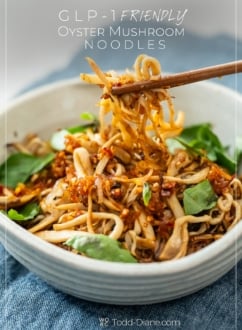 chopstick with oyster mushrooms