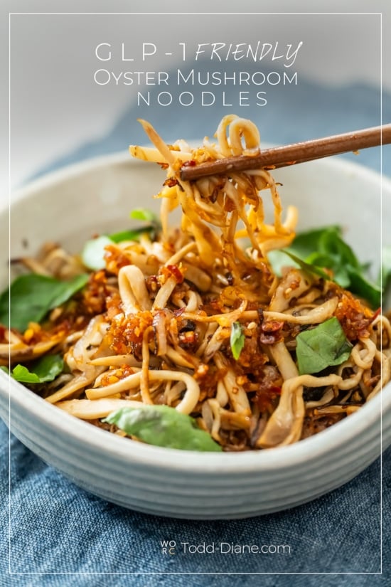 chopstick with oyster mushrooms 