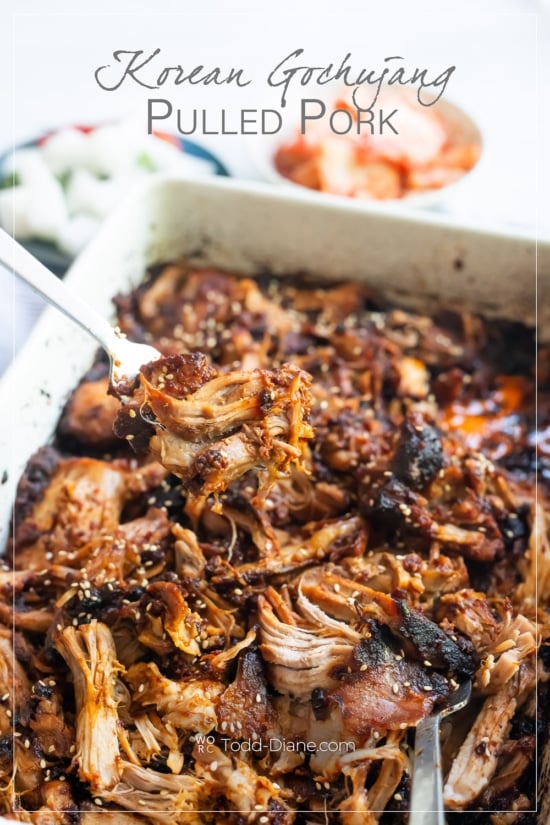 korean pulled pork with sesame seeds on it