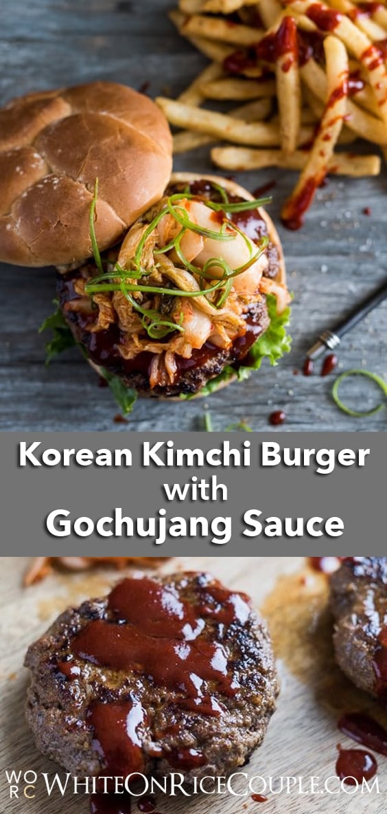 Korean Kimchi Burgers with Gochujang Sauce | @whiteonrice