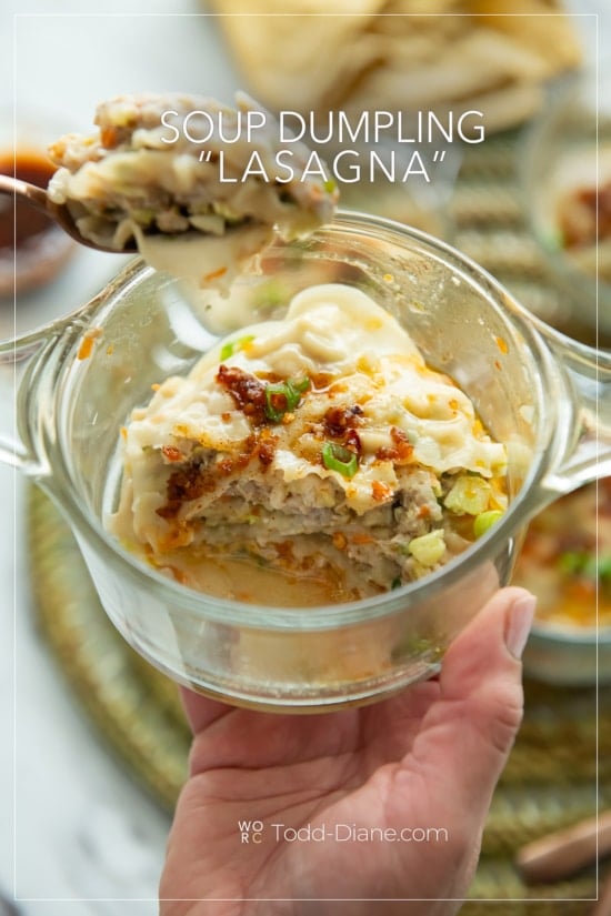spooning soup dumpling lasagna