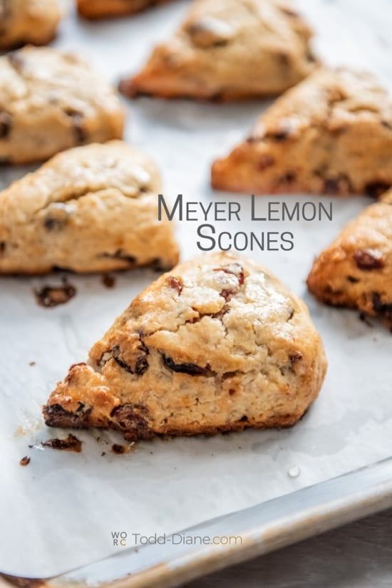 sheet pan of meyer lemon scones 