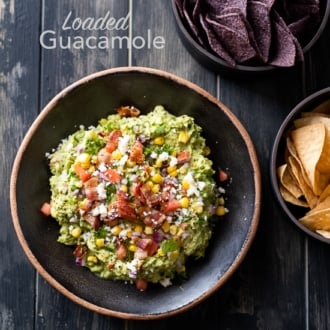 Loaded Guacamole Recipe with Bacon for Game Day or Super Bowl Guacamole | @whiteonrice