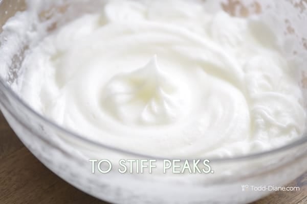 Egg whites whipped to stiff peaks