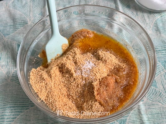 mixing graham crust ingredients
