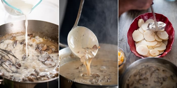 Mushroom Gravy Scalloped Potatoes Recipe | @whiteonrice