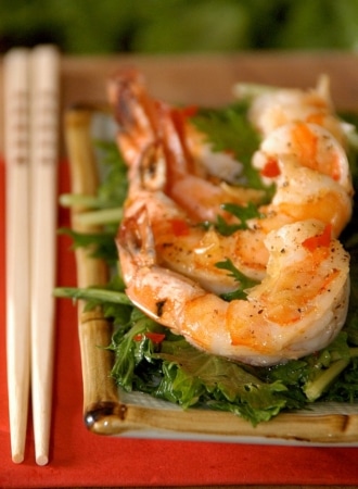 shrimp salad mizuna mustard