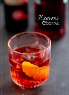 finished negroni cocktail on counter
