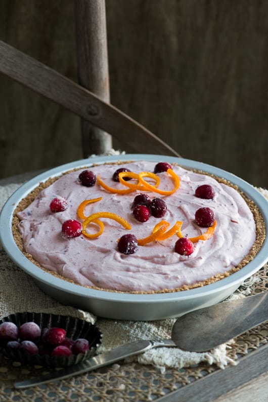 No-Bake Fluffy Cranberry Pie with Graham Cracker Crust