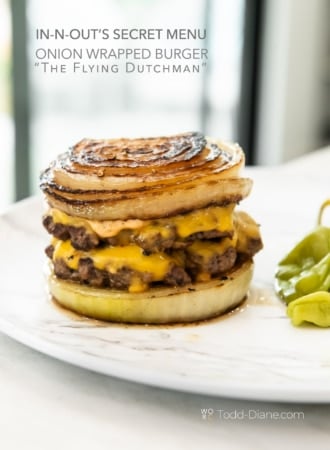 onion wrapped flying dutchman burger on plate