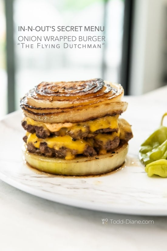 onion wrapped flying dutchman burger on plate