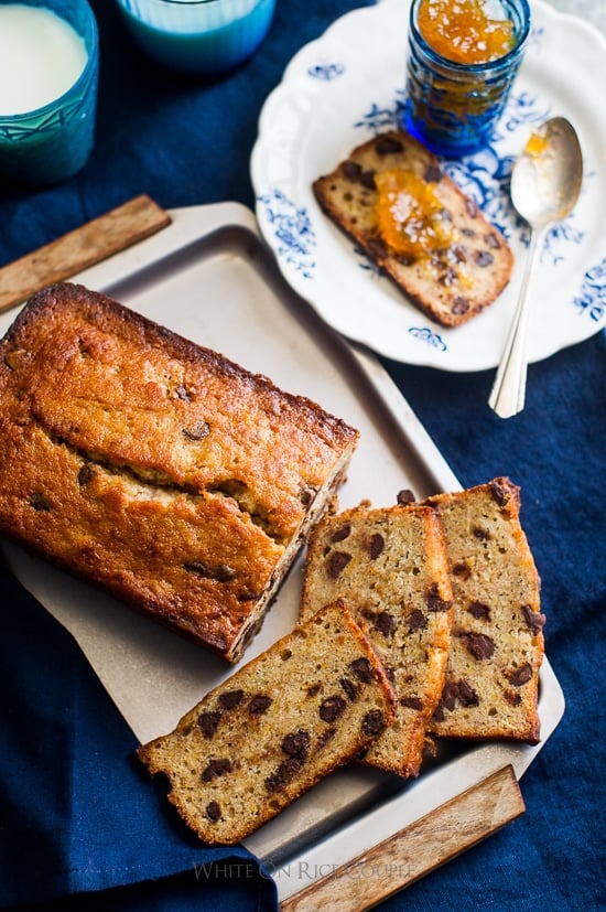 Orange Chocolate Pound Cake on a baking sheet