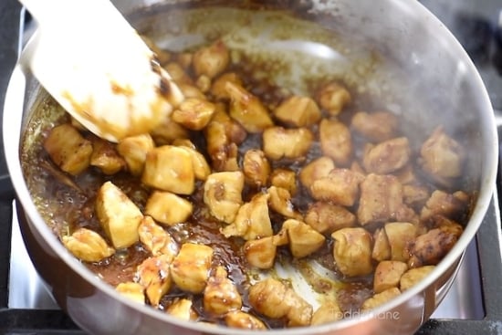 Combining chicken with sauce