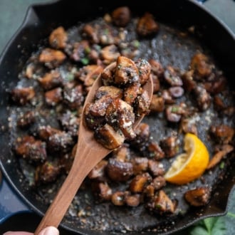 parmesan mushrooms with spoon