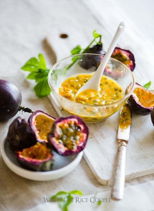 passion fruit seeds in a bowl 