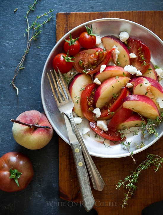 Peach Salad and Heirloom Tomato Salad Recipe | @whiteonrice
