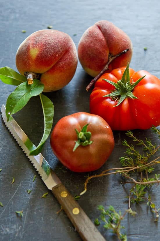 Peach Salad and Heirloom Tomato Salad Recipe | @whiteonrice