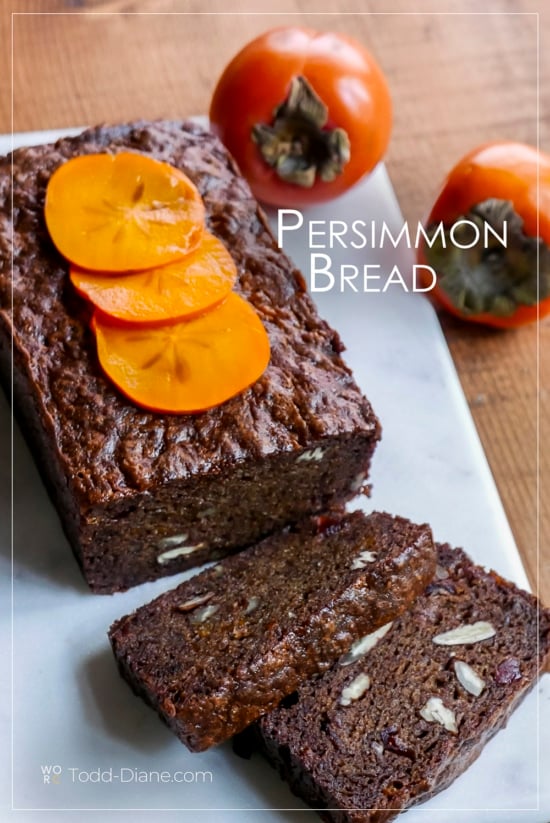 loaf and slices of persimmon bread recipe