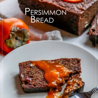 persimmon bread recipe with slice on plate